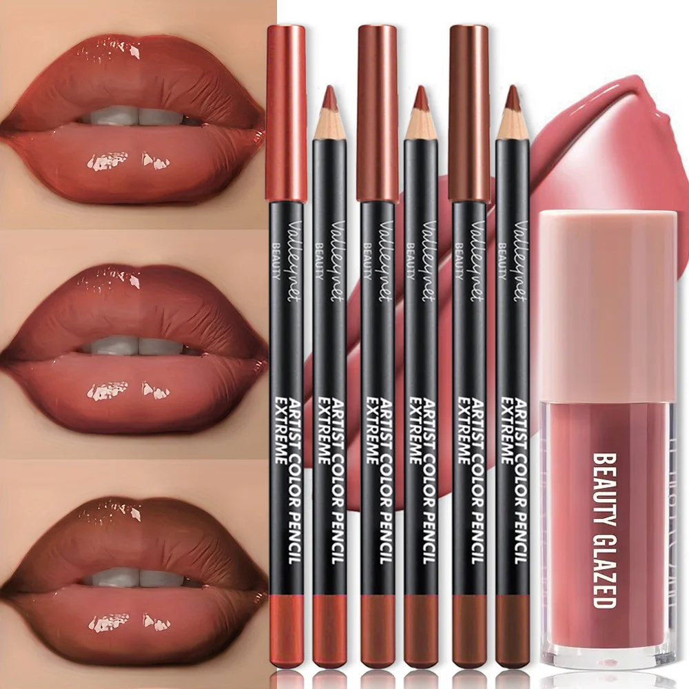 4 PZ/SET Lucidalabbra Olio per labbra Matita per labbra Set combinato per labbra Matita per labbra impermeabile a lunga durata Trucco per labbra 3D Ogni stile di trucco