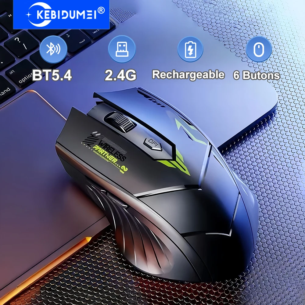 Mouse dual-mode Mouse Bluetooth 5.4 Mouse wireless 2.4G a 6 pulsanti Mouse da gioco ricaricabile Mouse da ufficio per PC portatile MacBook