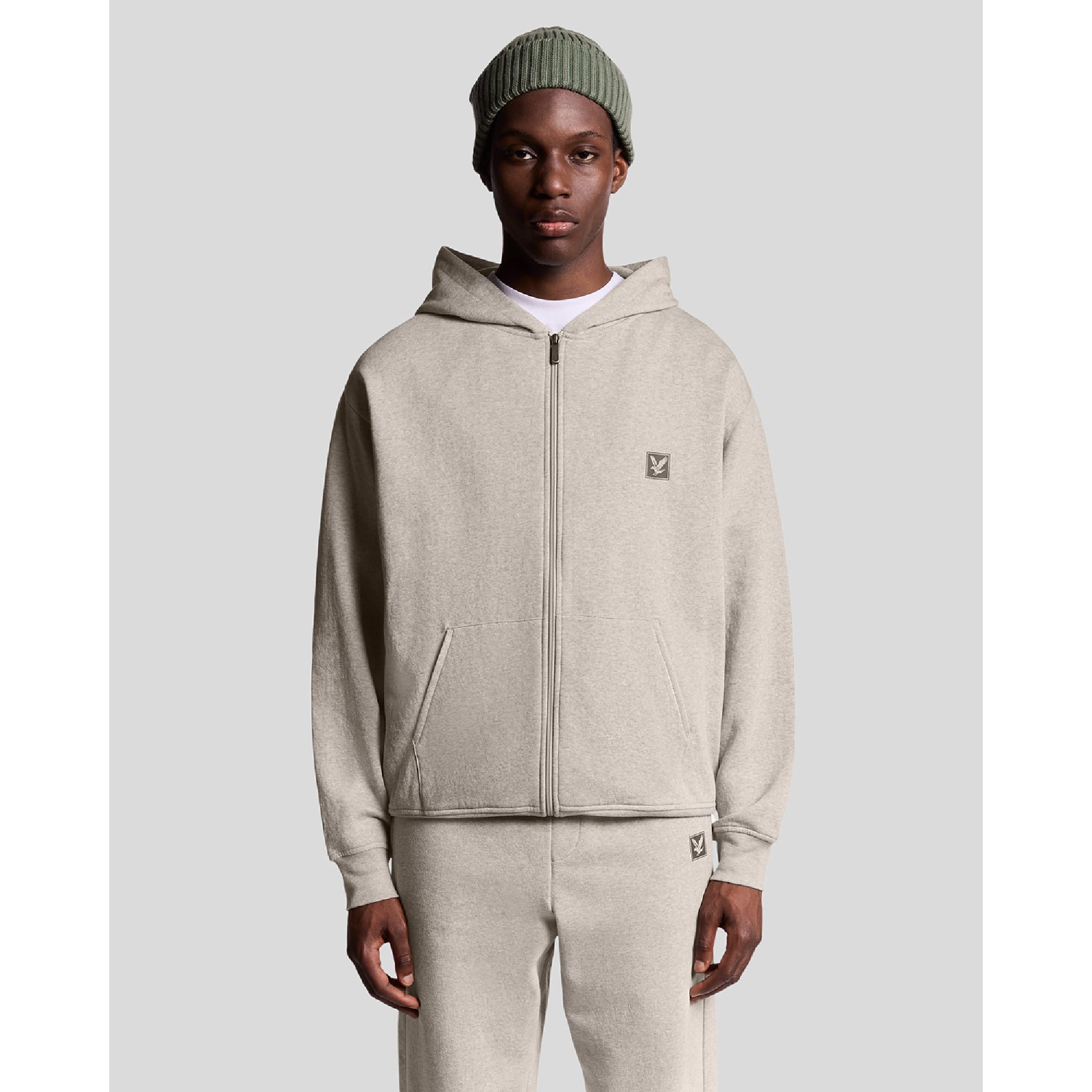 Lyle & Scott Mens and Loungewear Zip Through Hoodie in Cream Polycotton - Size Small | Lyle & Scott Sale | Discount Designer Brands