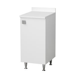 THE WHITE STONE Weißer Schrank mit Aufsatz, Metallfüßen und verstellbarem Fach, vormontiert für Bad, Waschküche, Küche und Flur. Image