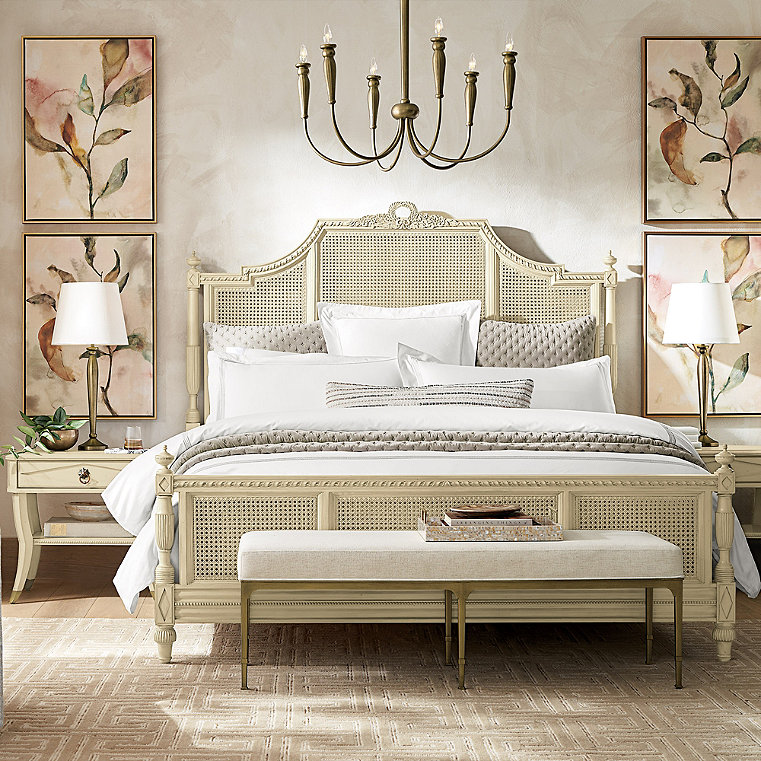 Beauvier Bedroom Set in French Linen - King, Bed, Two Nightstands - Frontgate