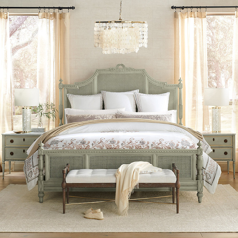 Beauvier/Etienne Bedroom Set in French Patina - King, Bed, Two Nightstands - Frontgate