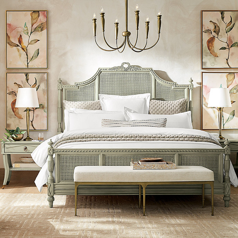 Beauvier Bedroom Set in French Patina - Queen, Bed, Two Nightstands and Four-Drawer Chest - Frontgate