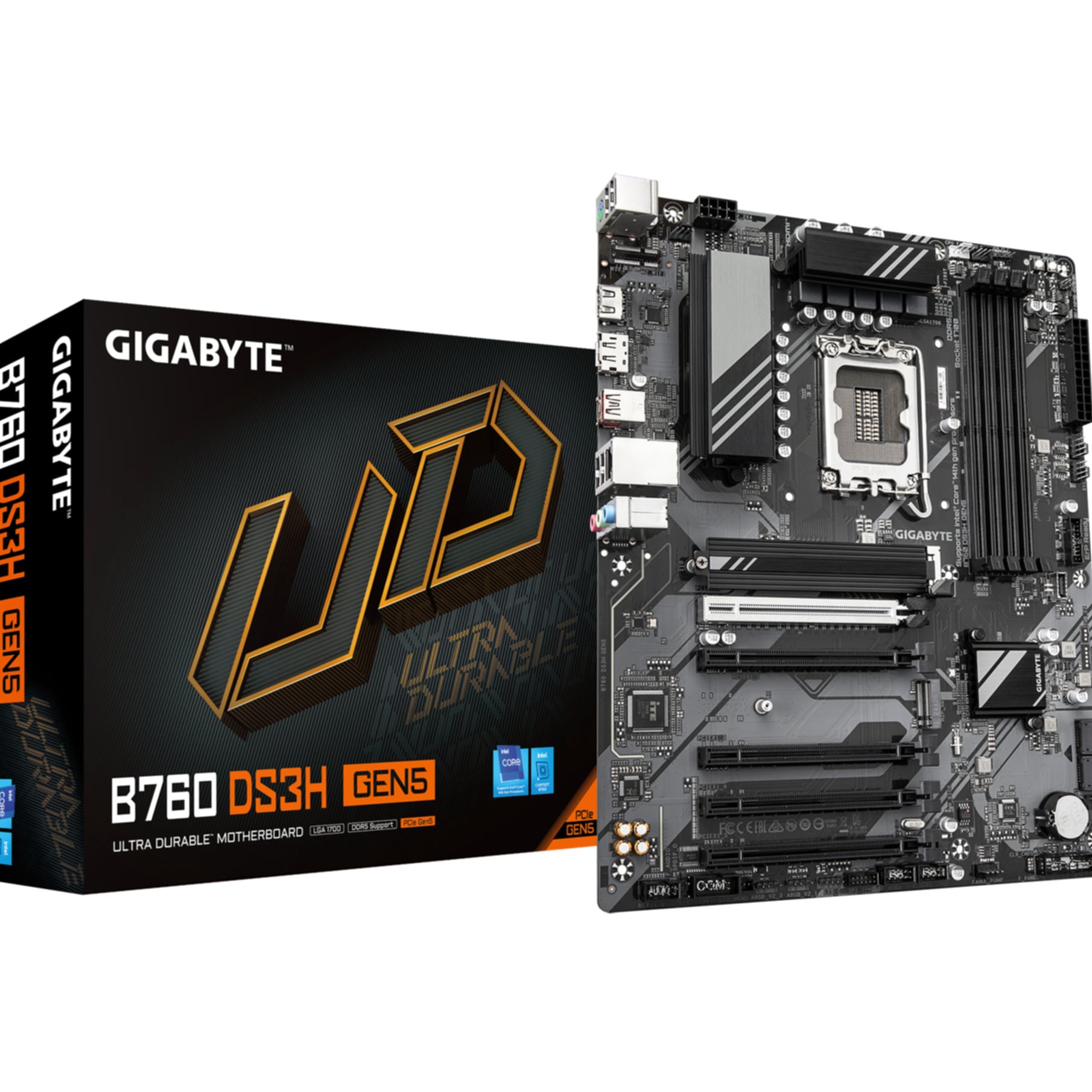 GIGABYTE Mainboard "B760 DS3H GEN5 Mainboard – Unterstützt Intel Core Prozessoren der 14.", ohne farbbezeichnung, B:27,4cm H:8,7cm T:33,8cm, Mainboards Image