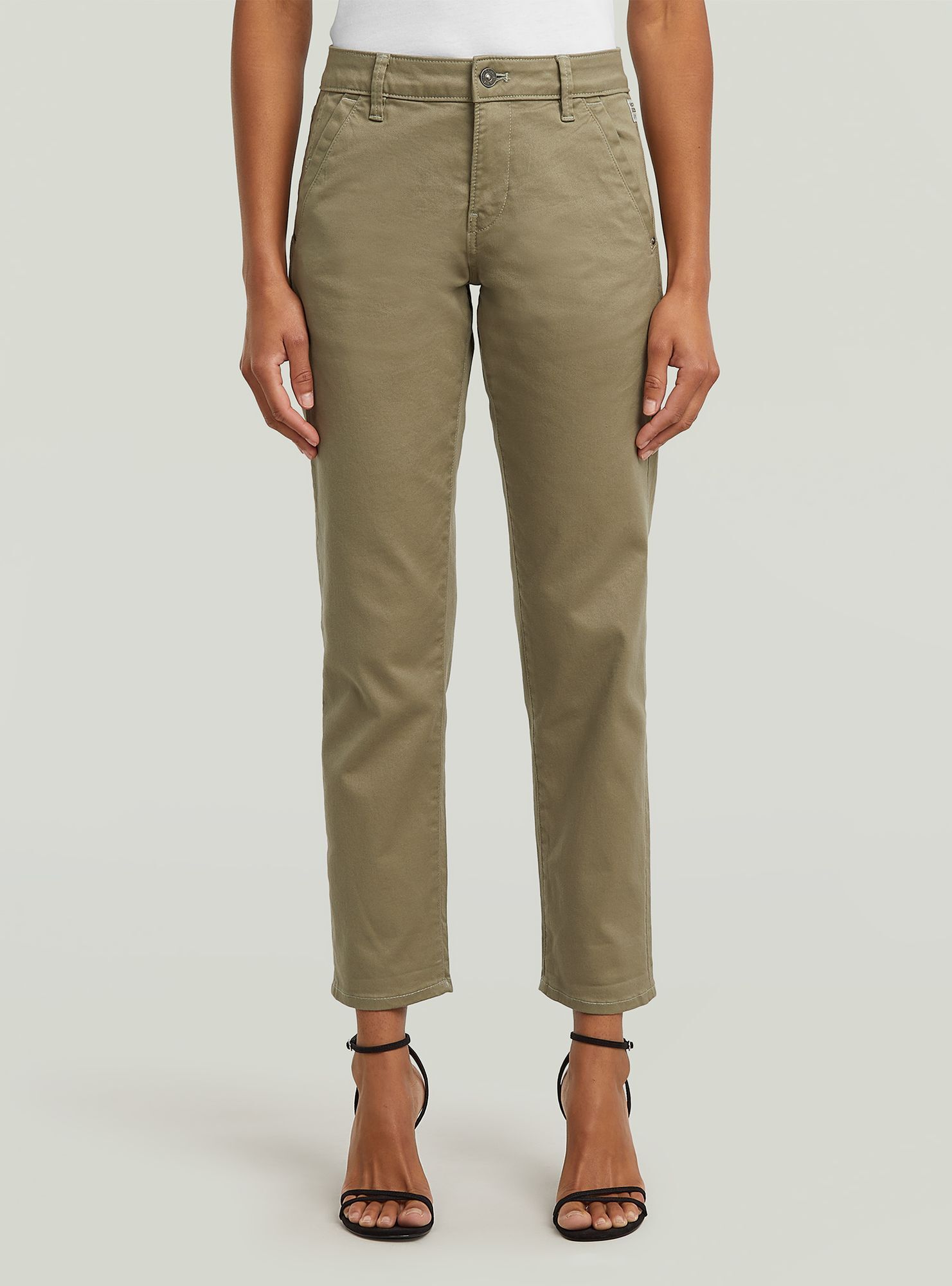 Chinohose G-STAR "Kate Boyfriend Hose", Damen, Gr. 30, Länge 30, ensis grün, Obermaterial: 50% Baumwolle, 47% Baumwolle, 3% Elasthan, Hosen Chinohose