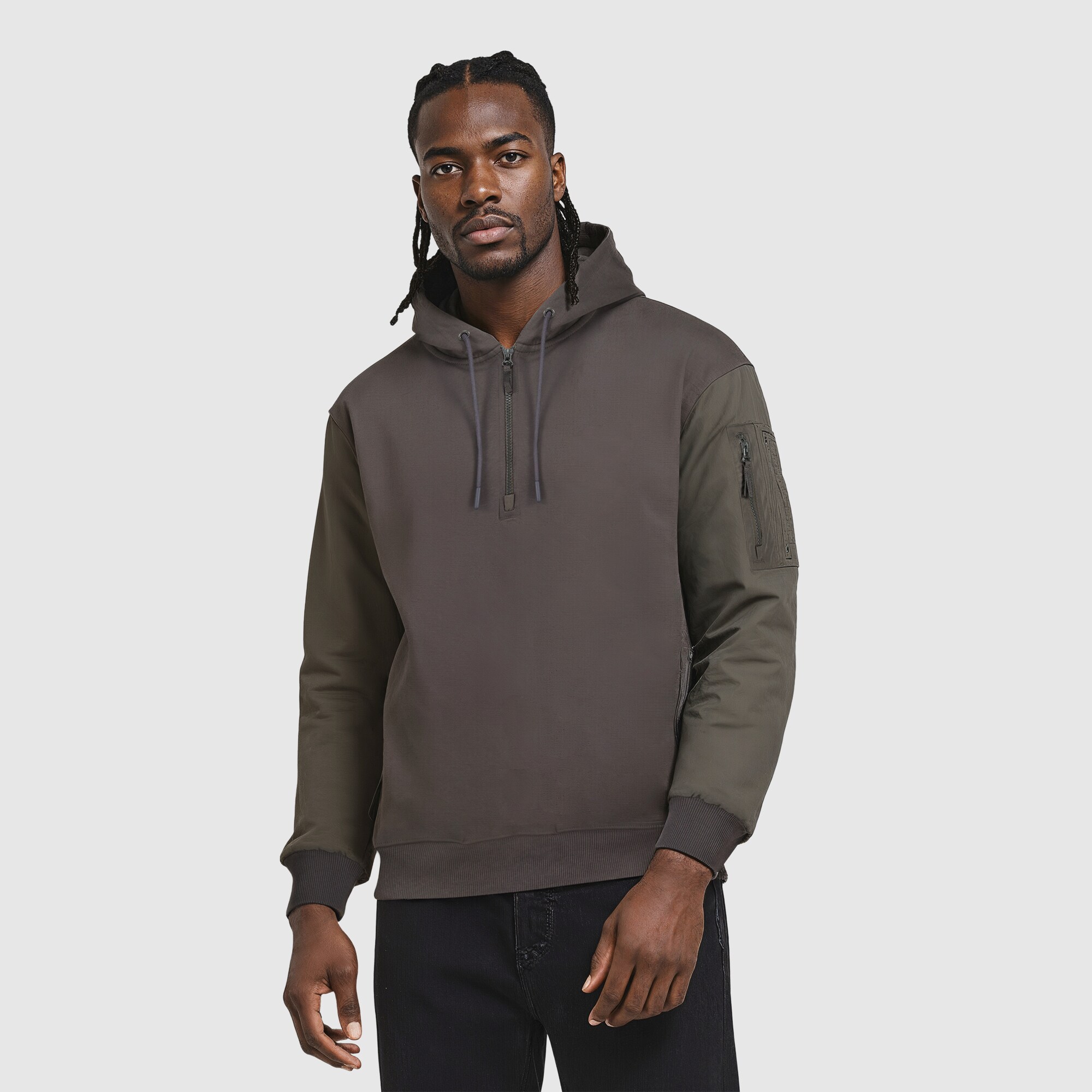 Chelsea Elements Hybrid Hoodie mit Viertelreißverschluss – Klassisches Zinn Image