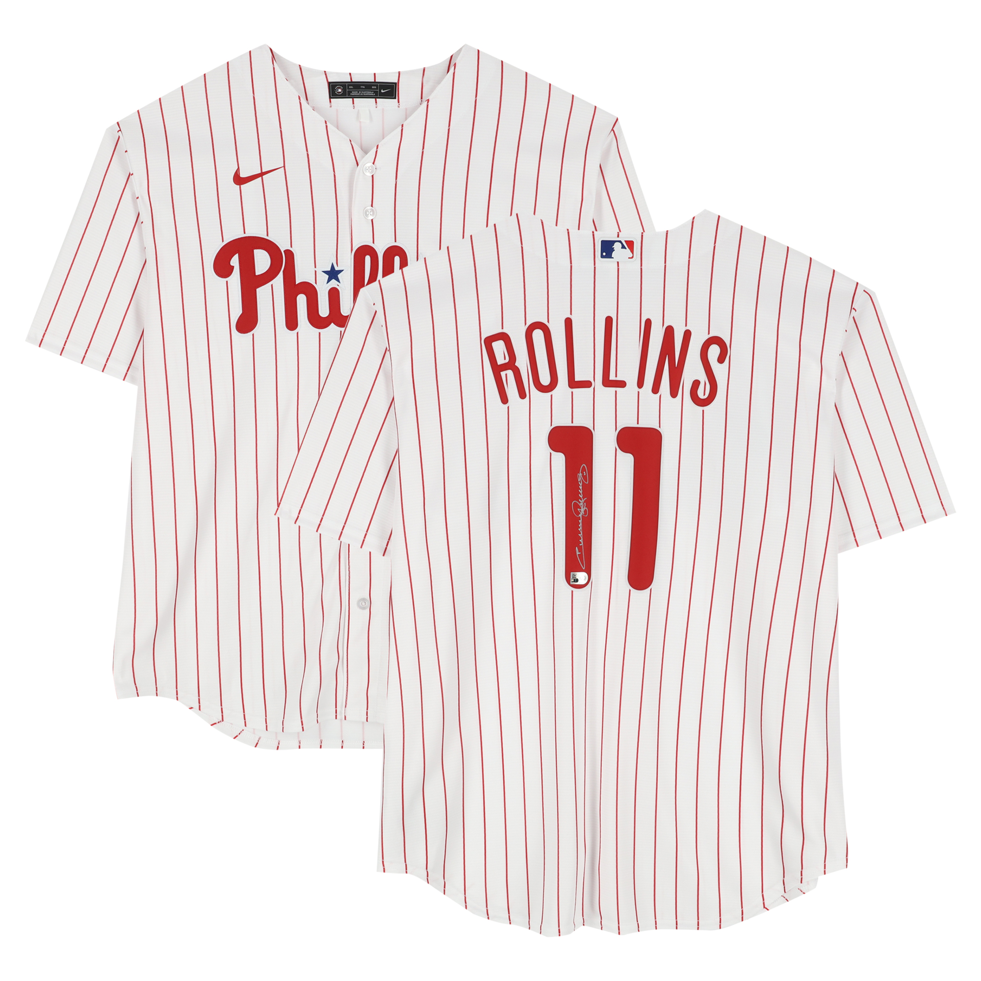 Jimmy Rollins Philadelphia Phillies Autogramm Weißes Nike Replica-Trikot Image
