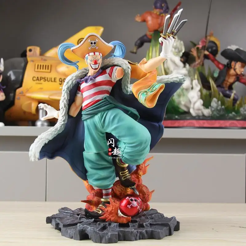 24 cm One Piece Buggy Figur Vier Kaiser Der Clown Buggy PVC Anime Action Figur Spielzeug Sammlung Modell Statue Geschenk