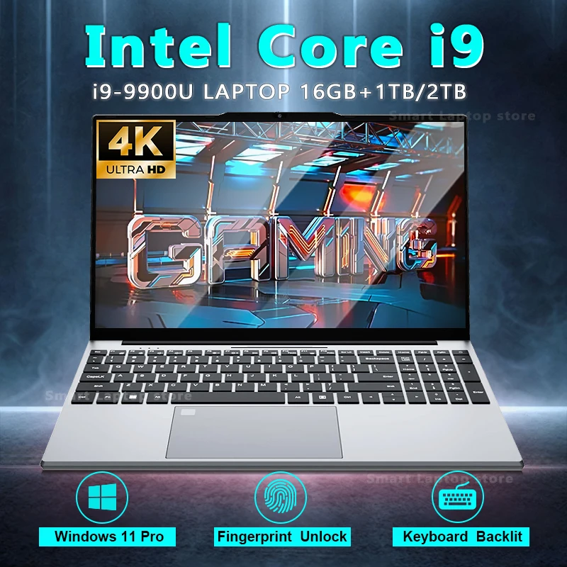 2026 15,6 Zoll Intel Core i9 9900U Laptop-Computer PC Windows 11 Pro 16 GB RAM 1 TB 2 TB SSD Laptops Büro Fingerabdruck-Entsperr-Spiel-PC Image
