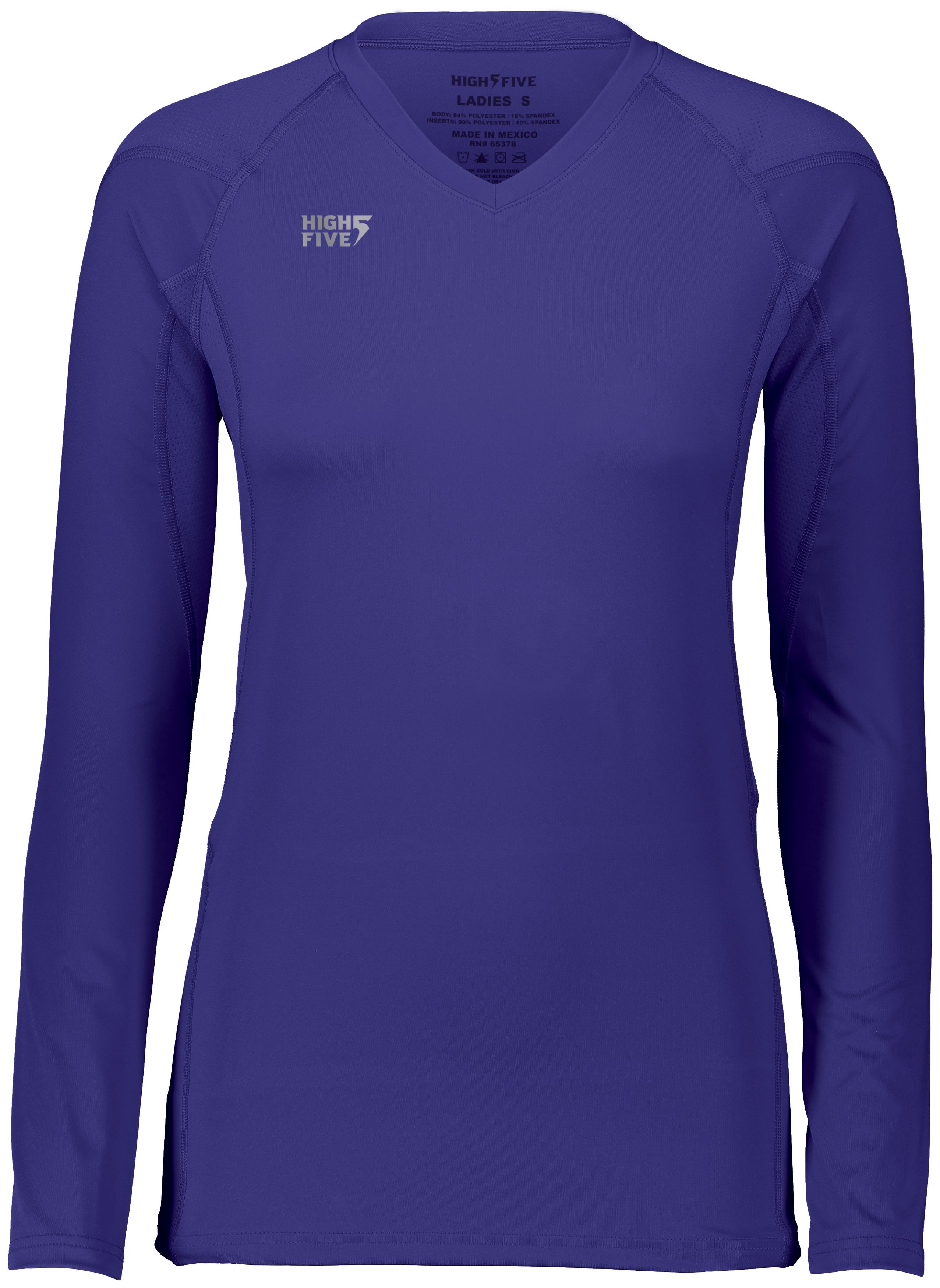 HighFive 342213 Athletic Girls TruHit Long Sleeve Jersey T-Shirt in Purple (Hlw) size Large | Polyester/Spandex Blend