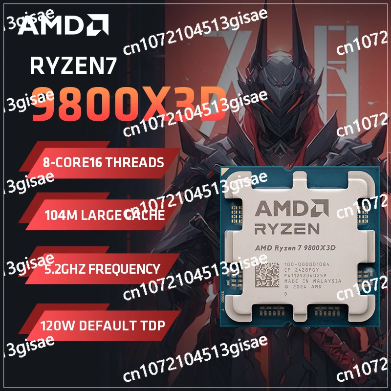 AMD Ryzen 7 9800X3D Gaming CPU 5,2 GHz 8-Core 16-Thread 104M Game Cache Sockel AM5 4NM ohne Paket für PC Gamer