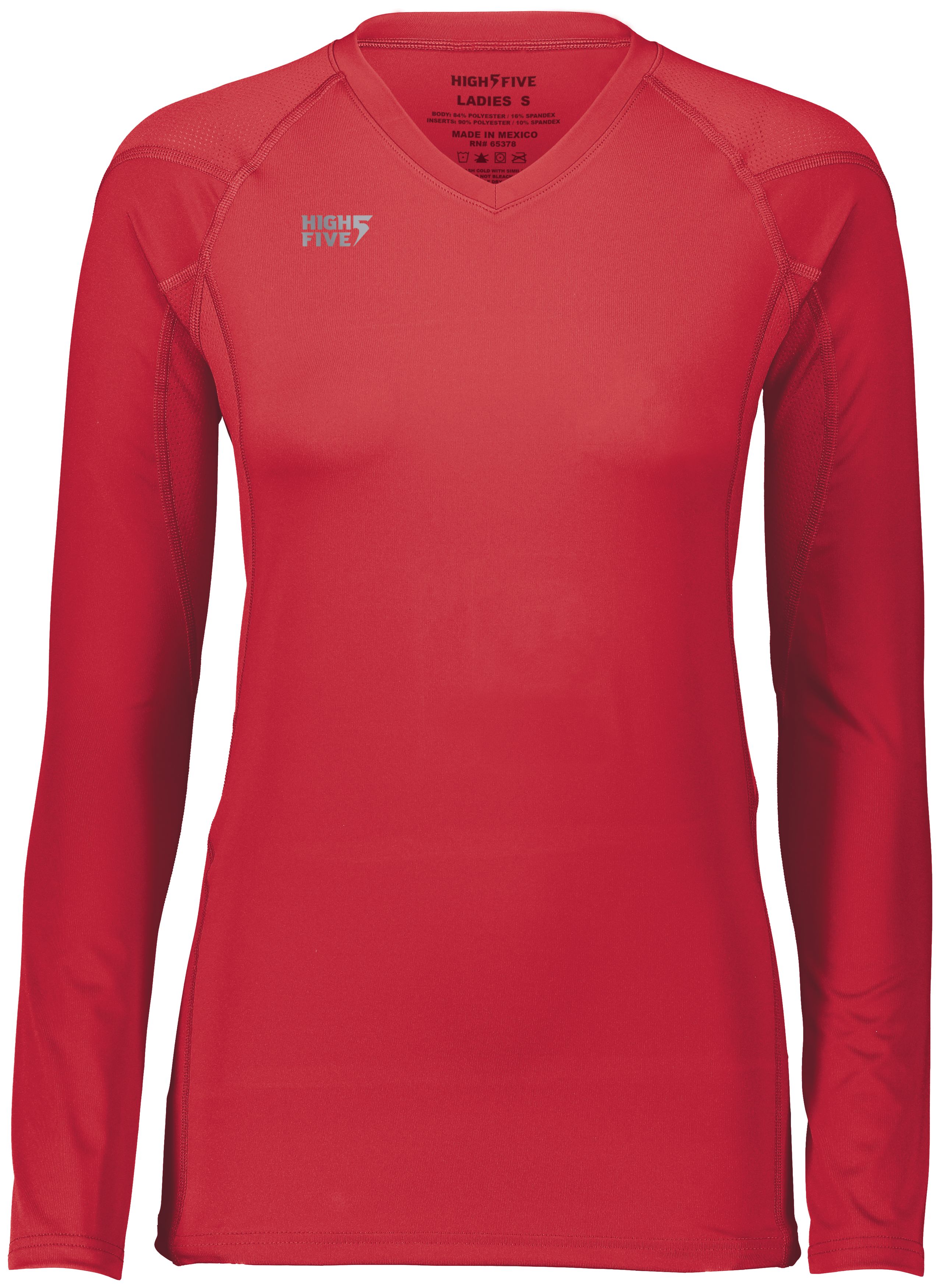 HighFive 342213 Athletic Girls TruHit Long Sleeve Jersey T-Shirt in Scarlet size Medium | Polyester/Spandex Blend - HighFive