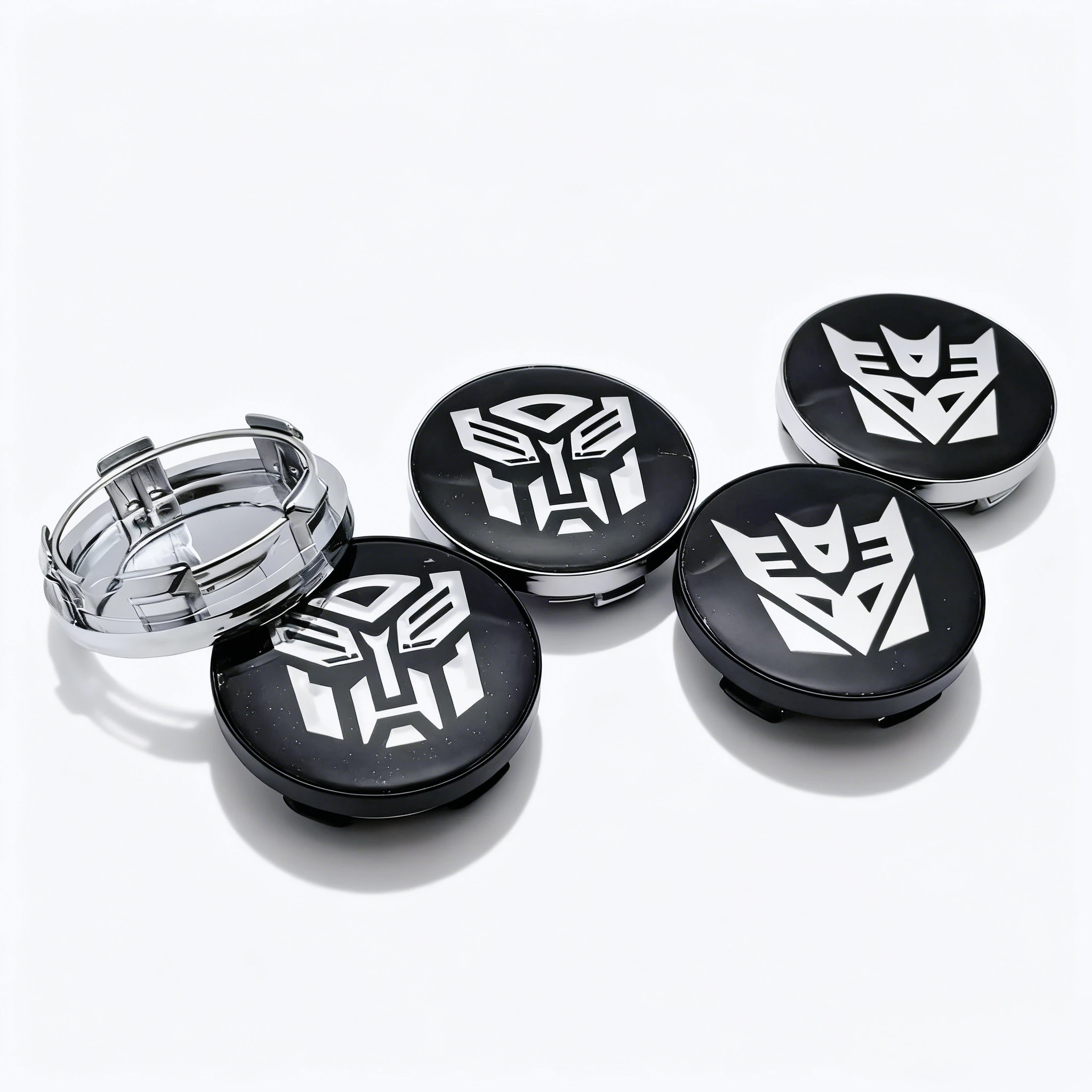 4 Stück Transformers Logo Emblem Abzeichen Auto Radnabenkappen 58 mm 54 mm Räder Nabenmittenkappe Felgen Radkappen Staubschutz Autozubehör Image