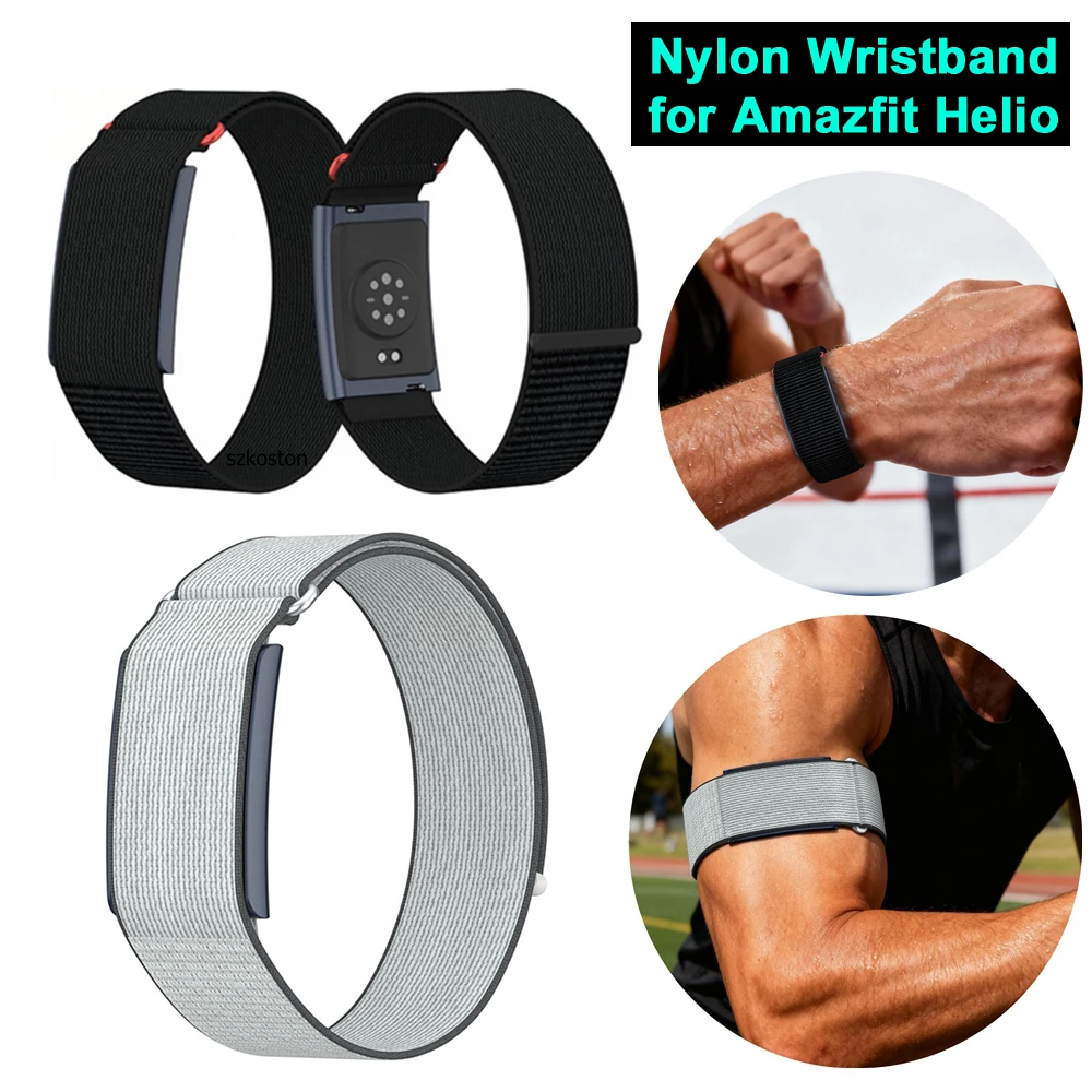Elastisches Nylon-Armband für Amazfit Helio, Fitness-Tracker, verstellbares Sportband mit Klettverschluss für Amazfit Helio-Zubehör Image