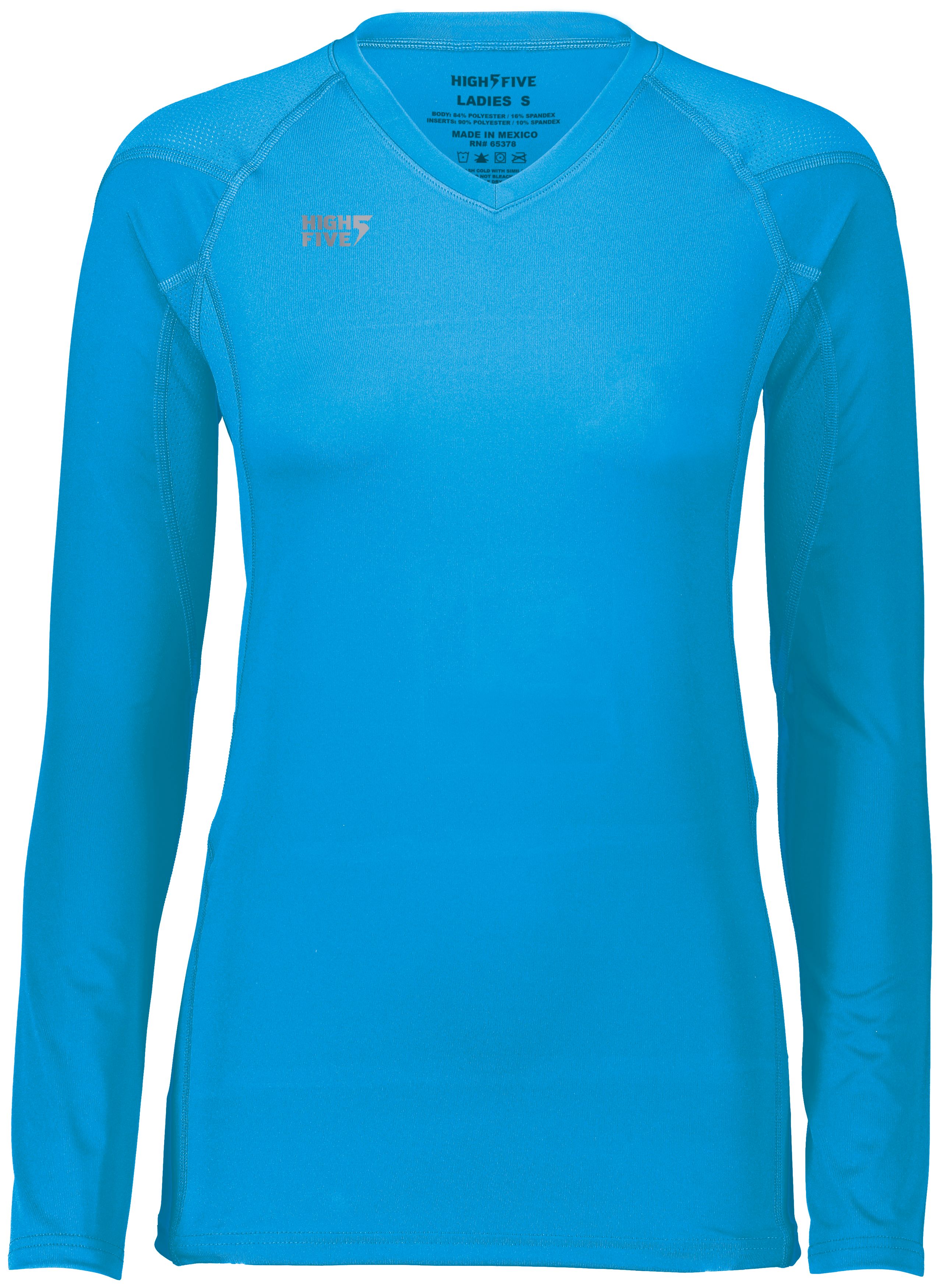 HighFive 342213 Athletic Girls TruHit Long Sleeve Jersey T-Shirt in Power Blue size Small | Polyester/Spandex Blend