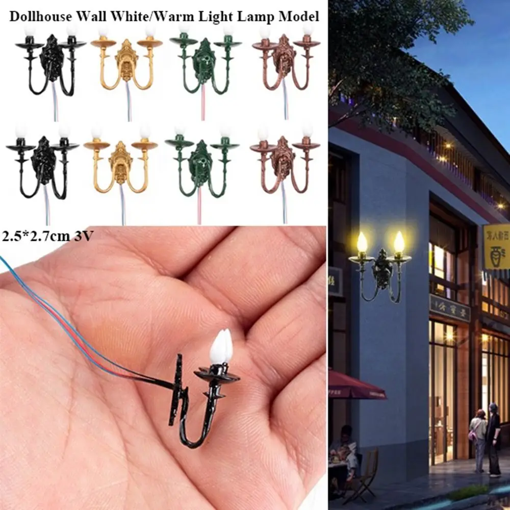 2.5*2.7cm Dollhouse Wall Lamp 3V Doll House Garden Decor White/Warm Light Model ABS Metal Material Garden Yard Led Light