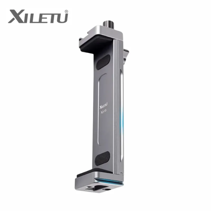 XILETU XJ-15 Supporto universale per telefono tablet in lega di alluminio Clip per treppiede Staffa regolabile per mini smartphone iPad Pro Air