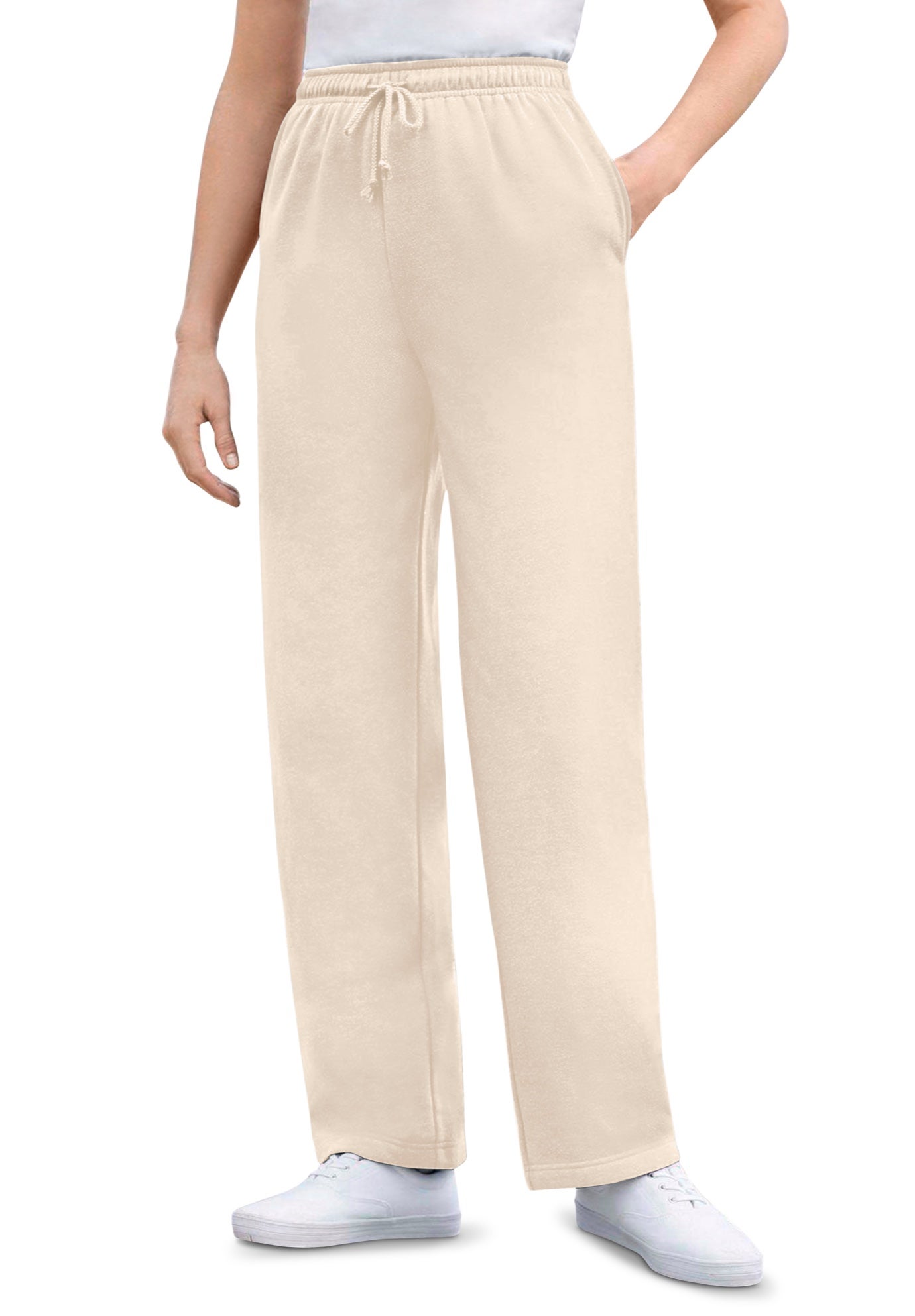 Plus Size Women's Better-Fleece Pull-On Drawstring Sweatpants by Woman Within in Oatmeal (Size L)