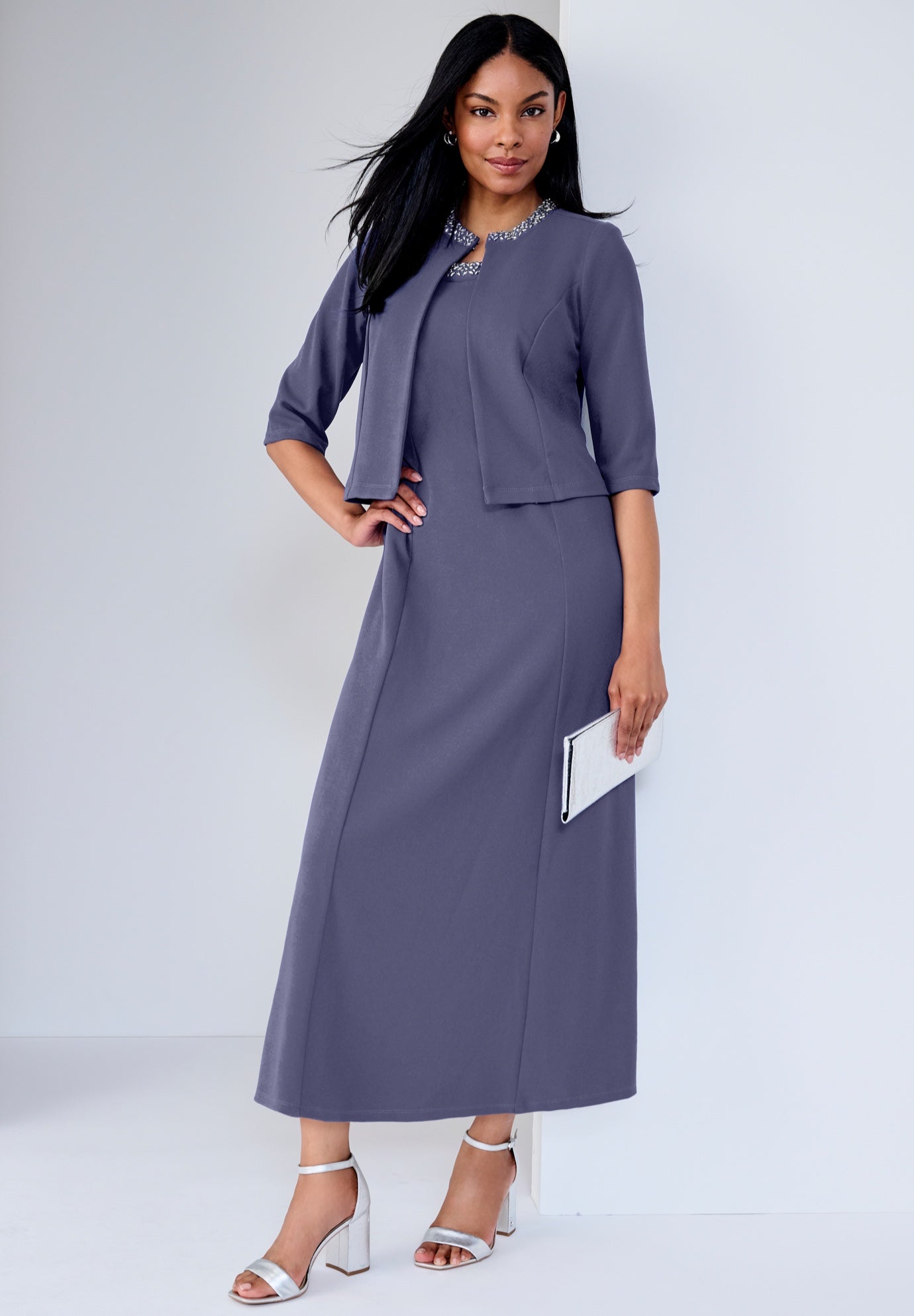 Plus Size Women's 2-Piece Beaded Jacket Dress by Jessica London in Deep Dusk Beaded Neck (Size 26 W) Suit