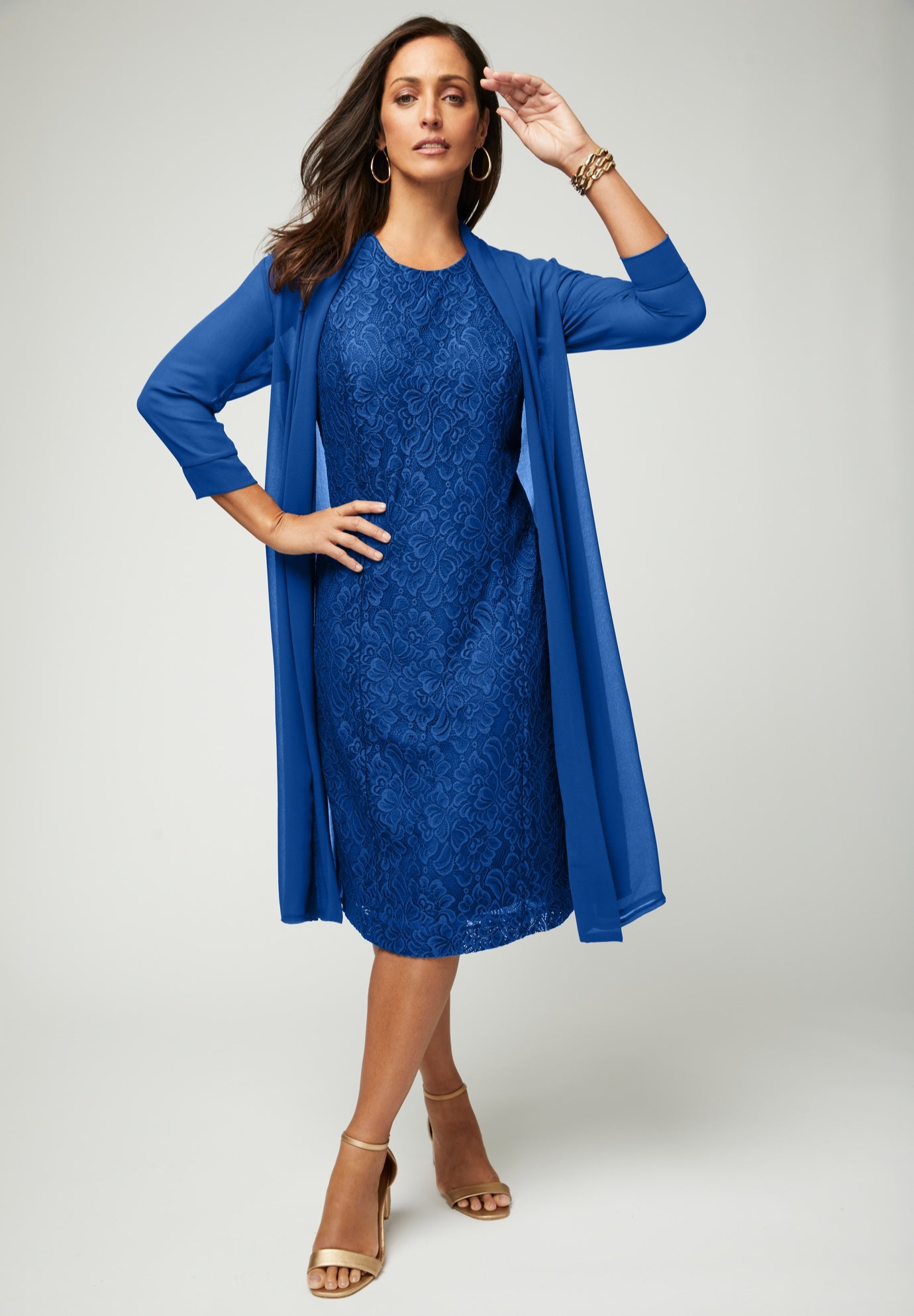 Plus Size Women's 2-Piece Lace Jacket Dress by Jessica London in Dark Sapphire (Size 20 W)