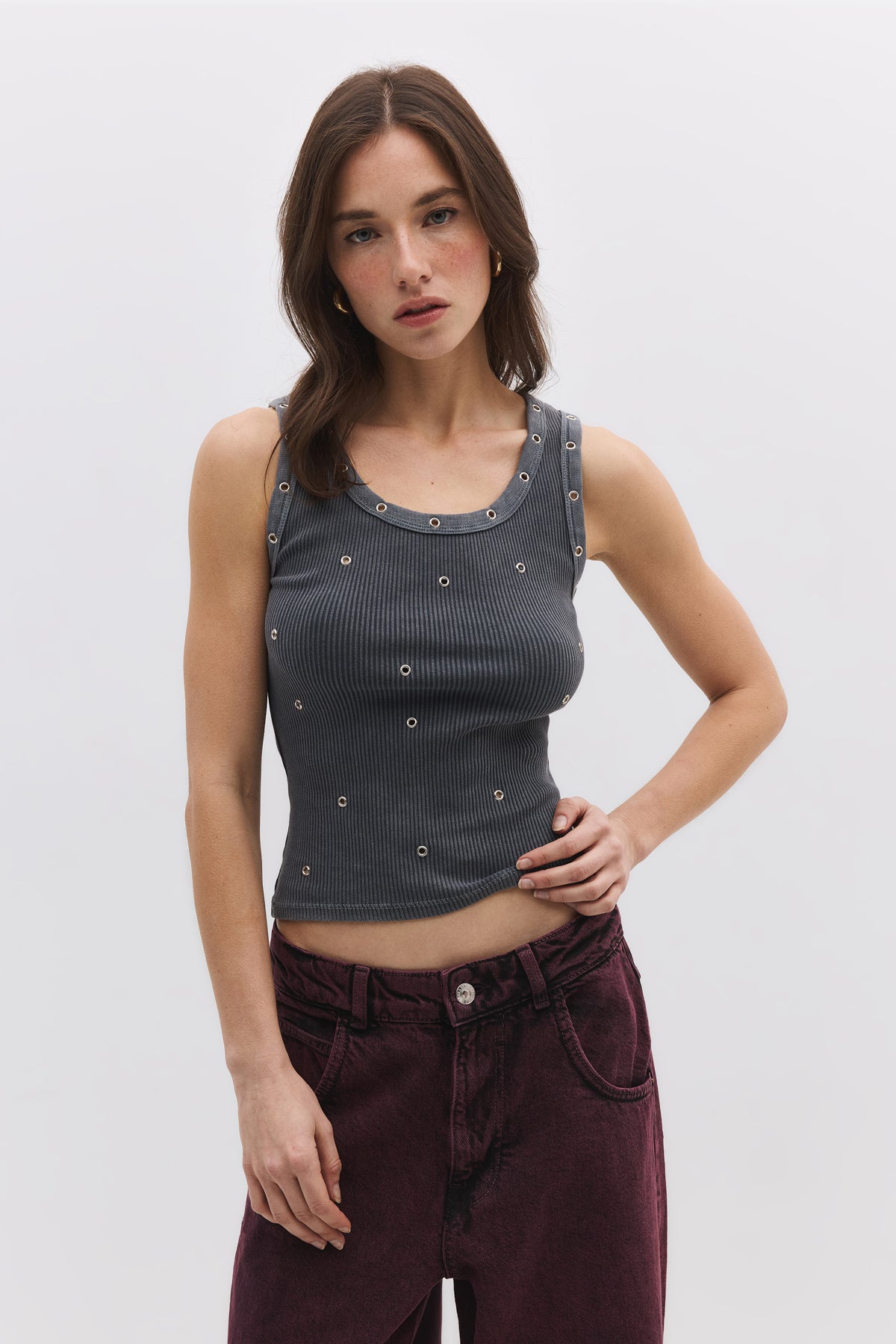 Unterhemd aus gewaschener Baumwolle mit Ösendetail Image