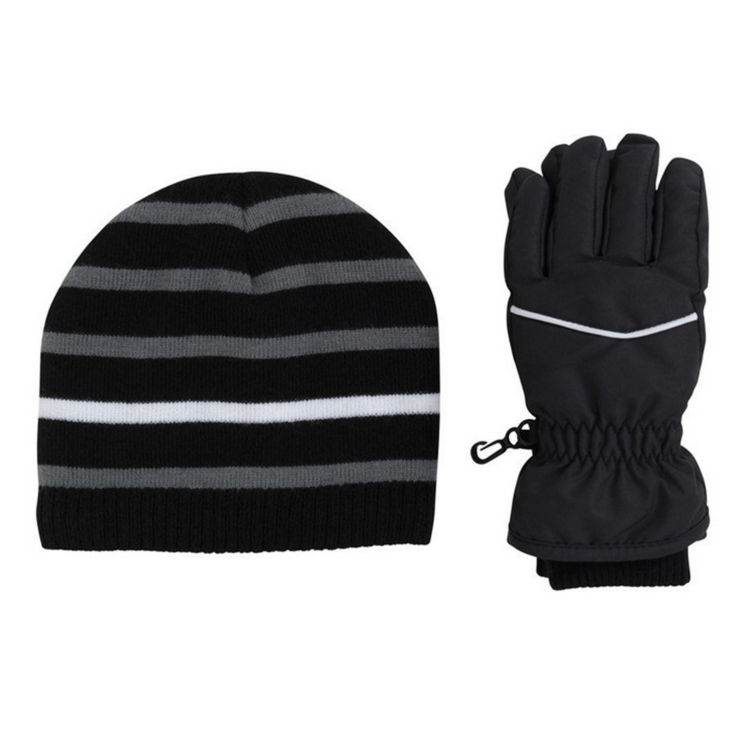Mountain Warehouse - Hut- und Handschuh-Set für Kinder, Isotherm, Leine (Schwarz) Image