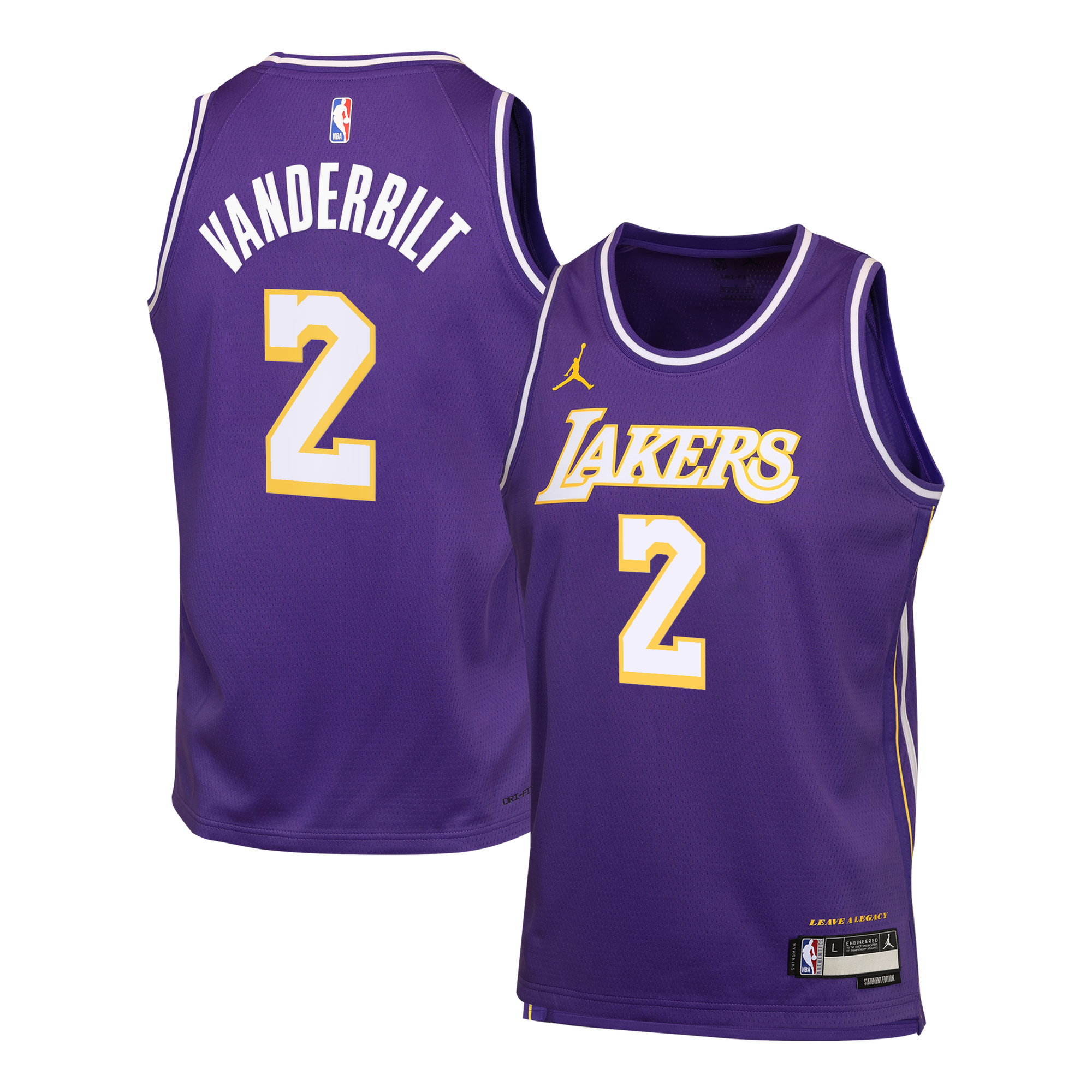 Maillot Los Angeles Lakers Jordan Brand Statement Edition - Violet - Jarred Vanderbilt - Jeune - unisexe Taille: L (14/16)
