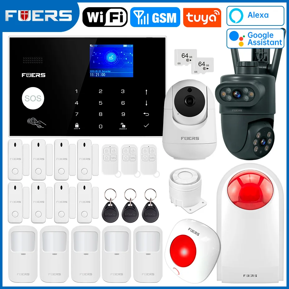 FUERS G30 WIFI GSM Tuya Alarm System Wireless Home Einbrecher Alarmanlage Steuerung Sirene Bewegungsmelder Rauch Sensor Image