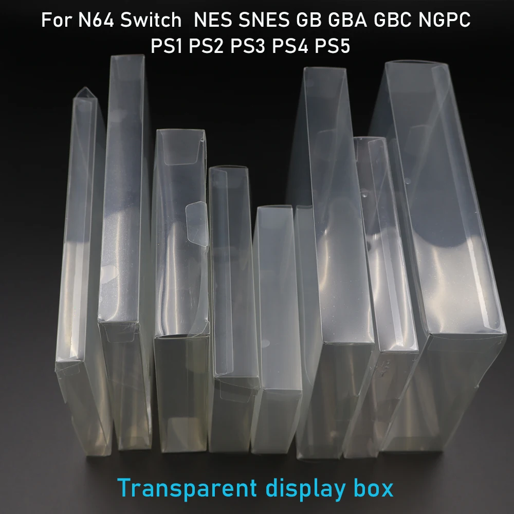 6PCS Spiel karte Display Box Schutz PET staubdicht box für GB GBA GBC NGPC Schalter PS1 PS2 PS3 PS4 PS5 für N64 NES SNES Image