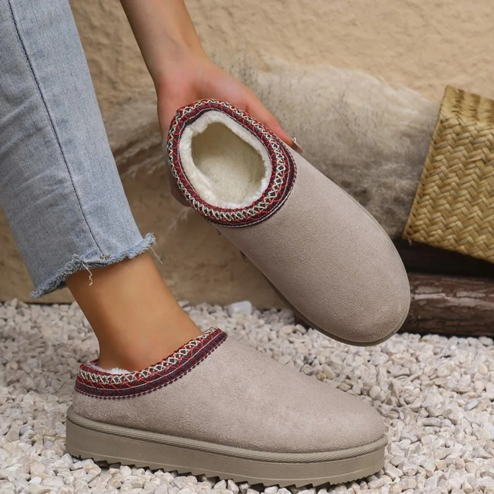 Neue frauen Schnee Stiefel Casual Slip-on Wolle Warmes Zuhause Luxus Elegante Winter Kaschmir Warme Stiefel Mode Flache schuhe Plus Größe