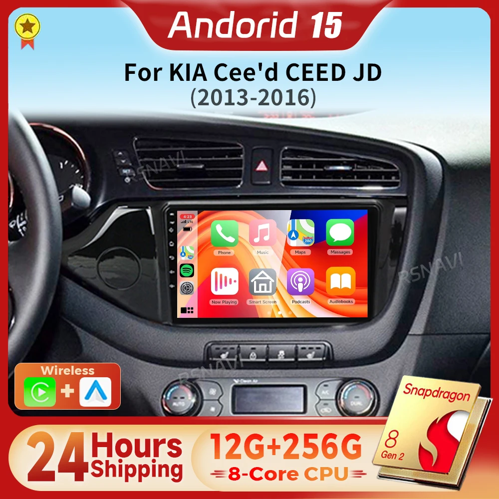Android 15 Carplay Auto WIFI Auto Radio Multimedia Player Für KIA Cee'd CEED JD 2013-2016 DSP Autoradio stereo 24 stunden versand Image