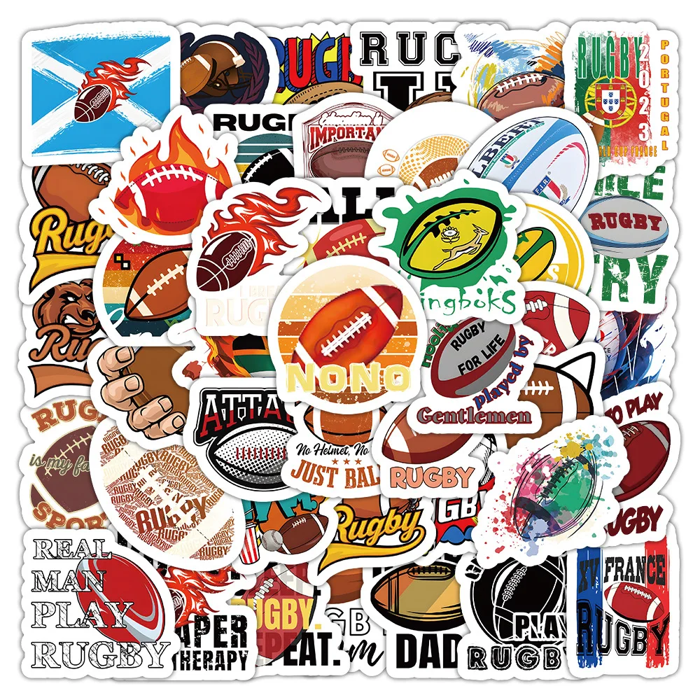 50/100 Stück Cartoon Rugby Sport Kreative Aufkleber Wiederverwendbar für Koffer Briefpapier Box Telefon Fall Schreibtisch Helm Aufkleber Image
