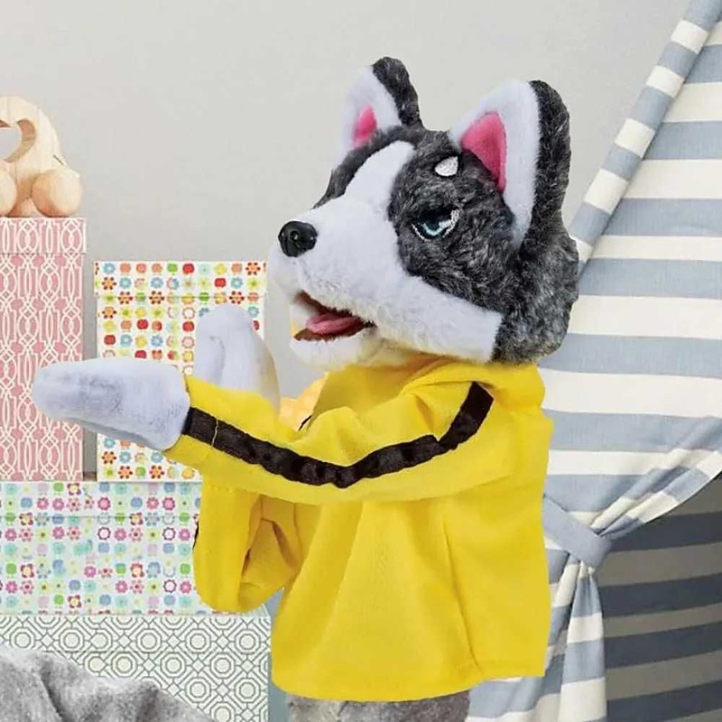 Interactive Plush Animals Boxing Dog Hand Puppet Husky Plush Toy Glove for Funny Play and Children's Gift 1PCS