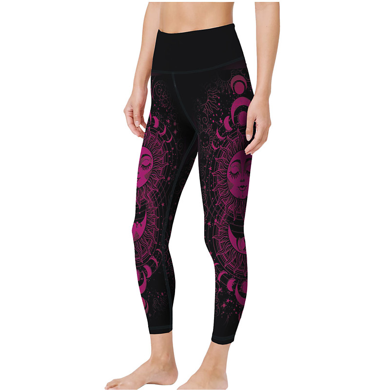 Women's Sports Gym Leggings Yoga Pants High Waist Spandex White Green Yellow Cropped Leggings Galaxy Star Print Tummy Control Butt Lift Clothing Clothes Yoga Fitness Gym Workout Running / Athletic