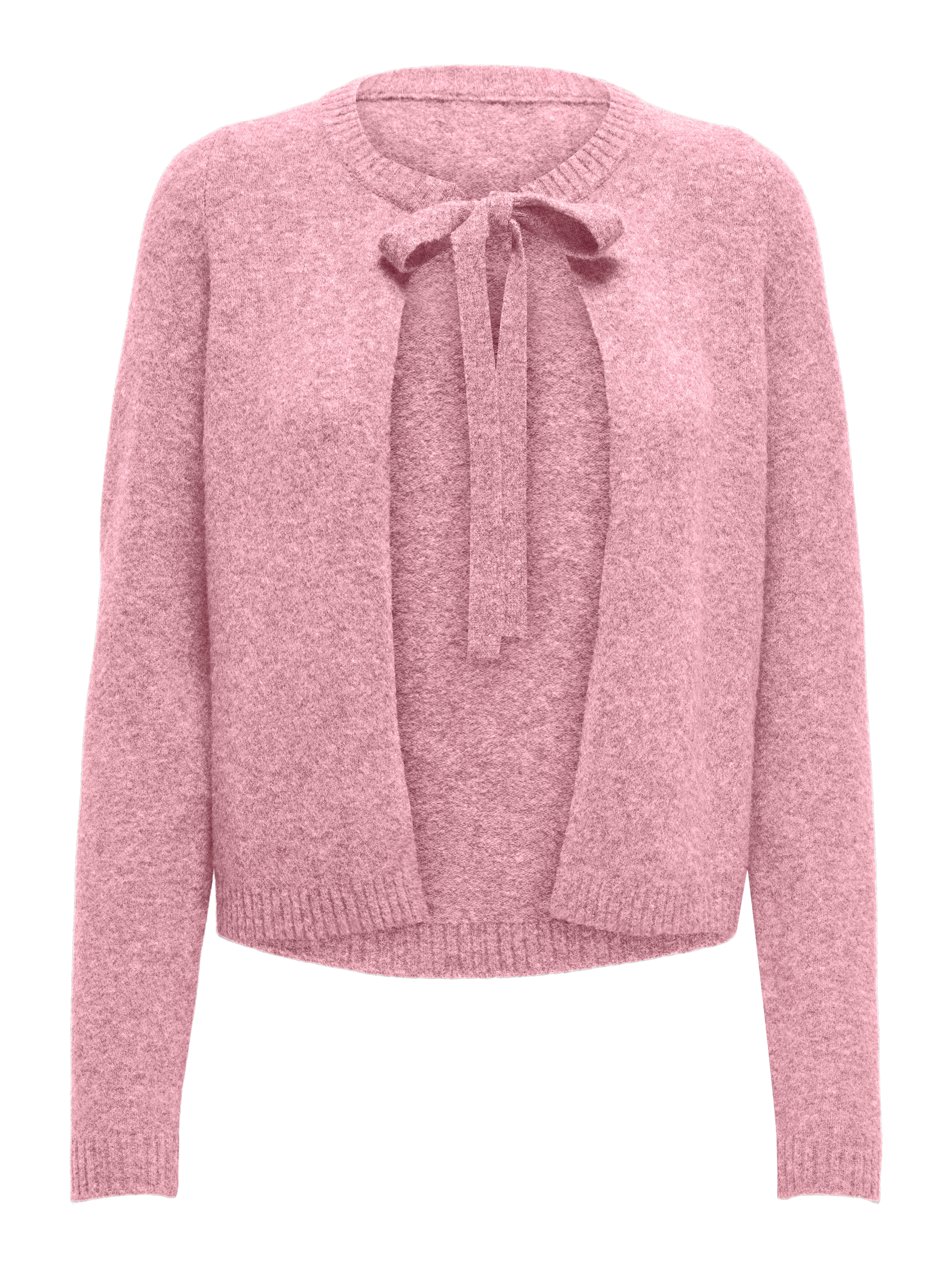 Strickjacke ONLY "ONLJESSIE LS ONE STRING CARDIGA KNT", Damen, Gr. M, romance rose detail:melange, Strick, Obermaterial: 35% Polyester, 30% Nylon, 25% Polyacryl, 7% Wolle, 3% Elasthan, meliert, normal, Rundhals, Strickjacken Strickjacke