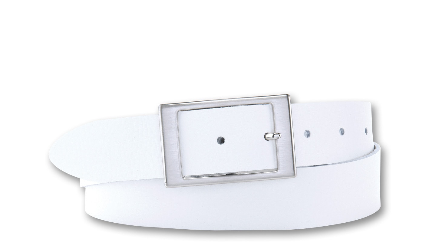 Ledergürtel BERND GÖTZ "Ledergürtel mit eleganter Rechteckschließe", Damen, Gr. 80, weiß, Rindsleder, Gürtel Ledergürtel Image