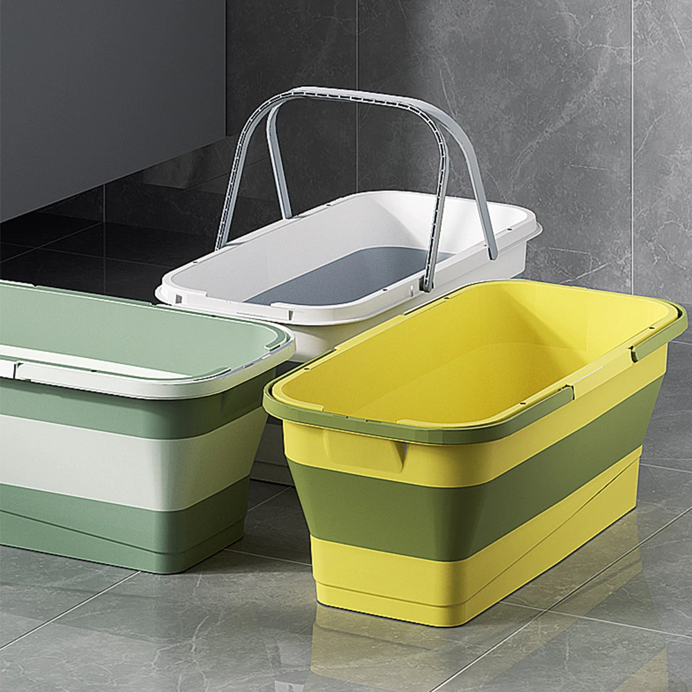 Foldable Mop Bucket Large Rectangular Laundry Barrel, Space Saving Reusable Household Cleaning Basin a