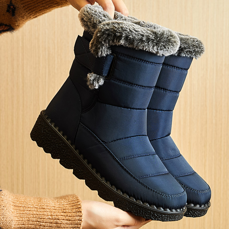 Winter Boots For Women Ankle Low Heels Waterproof Snow Boots With Fur Trendy Women's Boots gray 43
