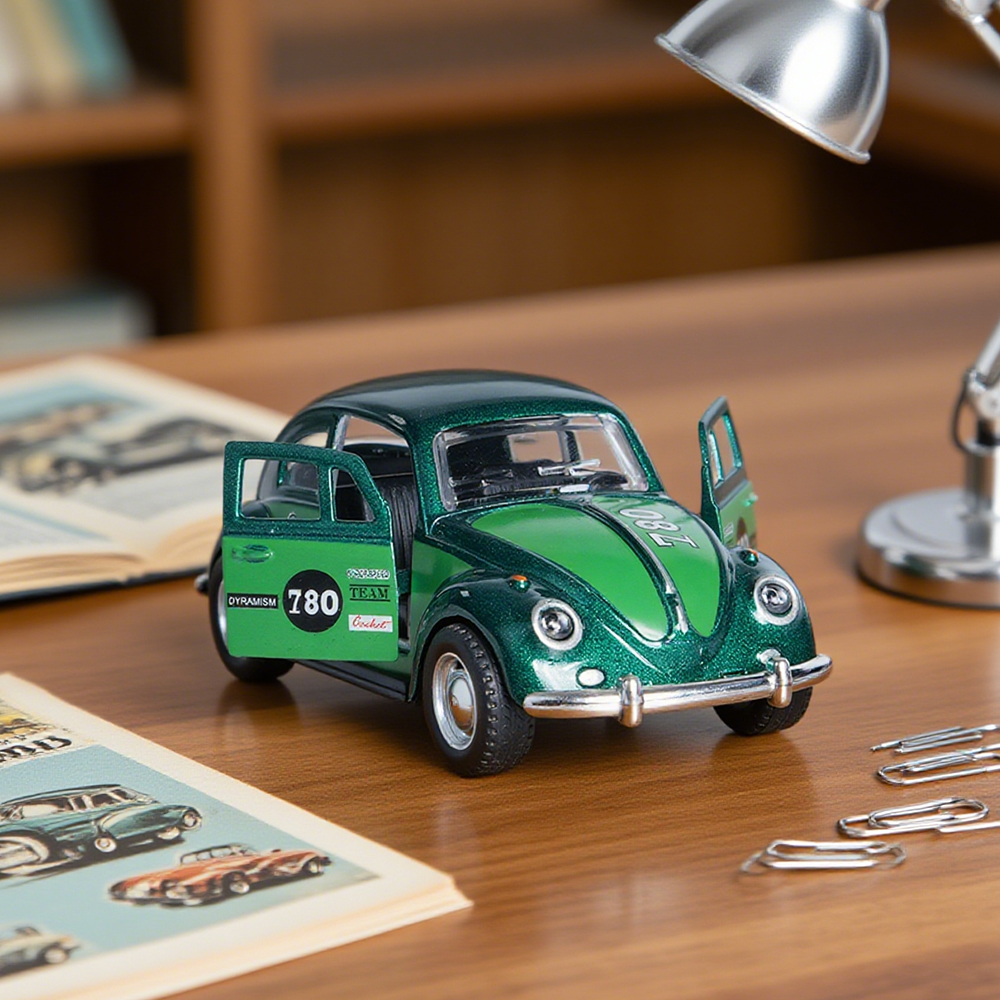Ute Retro Green Beetle Model Car, Pull Back Mechanism, Openable Doors Ideal For Boys' Toy And Christmas Gift ute Retro Green Beetle Model Car, Pull Back Mechanism, Openable Doors Ideal For Boys' Toy And Christmas Gift