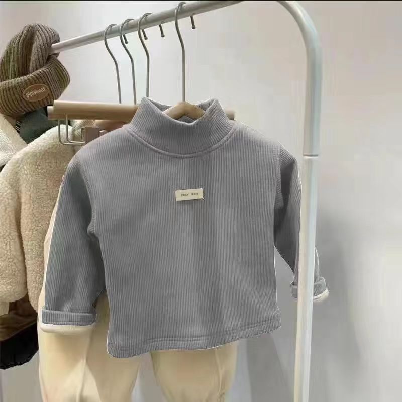 Children Winter Autumn Pullover, Half High Neck Long Sleeve, Baby Clothing Tops For Boys And Girls brown 110 For 4t