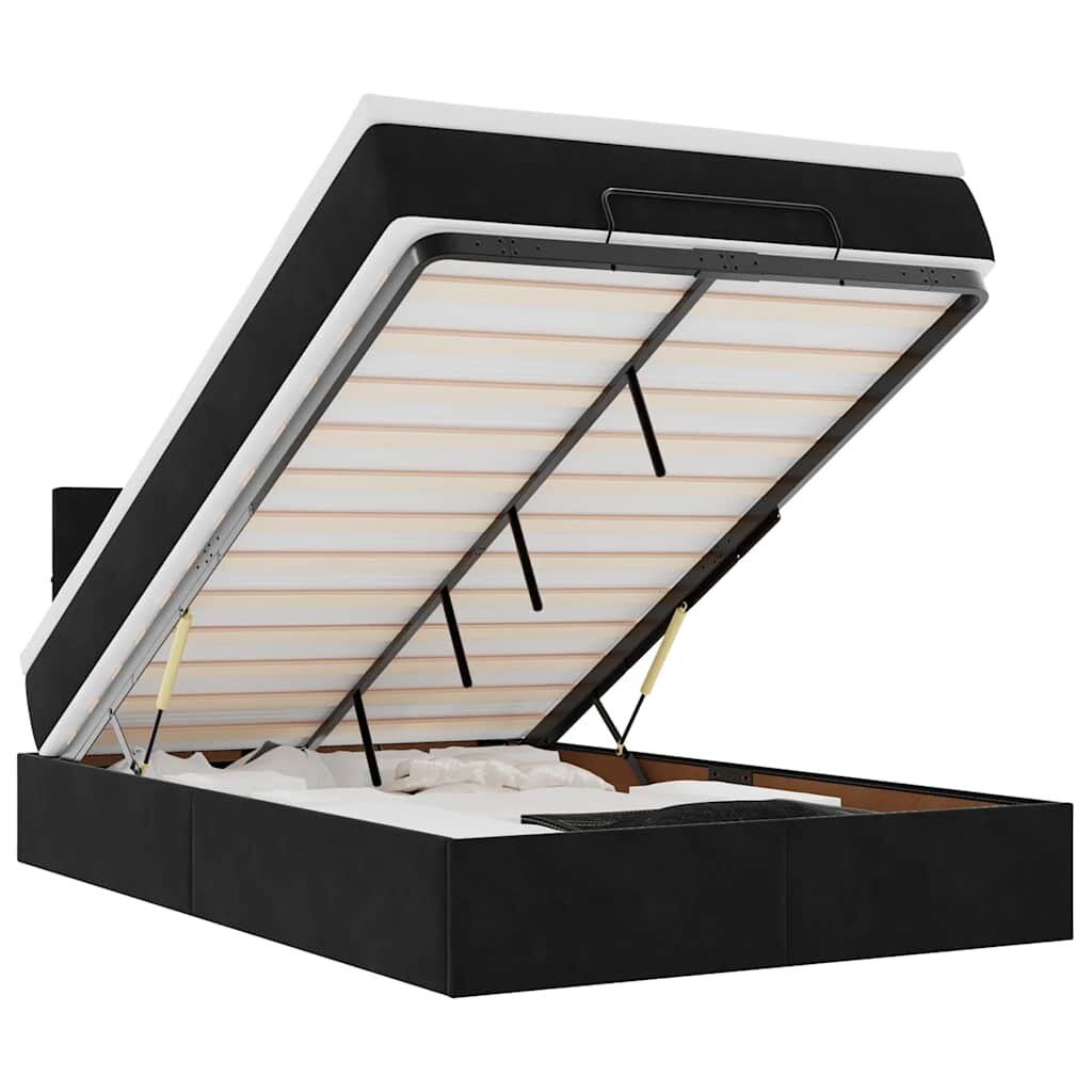 vidaXL Ottoman-Bett mit Matratze Schwarz 120x190 cm Samt Image