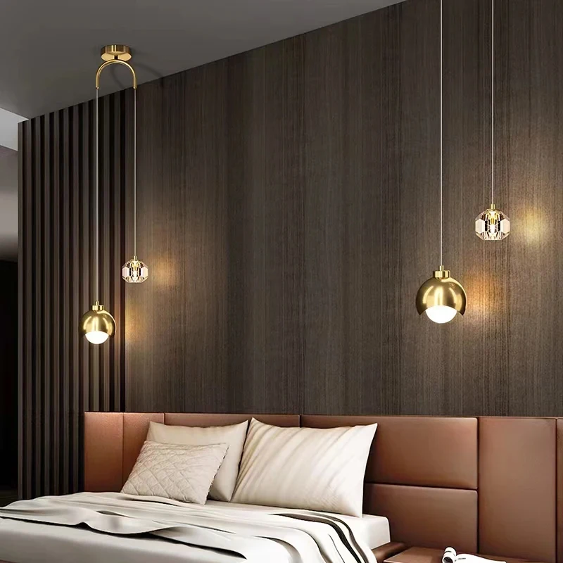 Glas Ball LED Kronleuchter Beleuchtung Schlafzimmer Nacht Hängen Anhänger Lampe Moderne Innen Wohnkultur Lichter Kronleuchter Decke