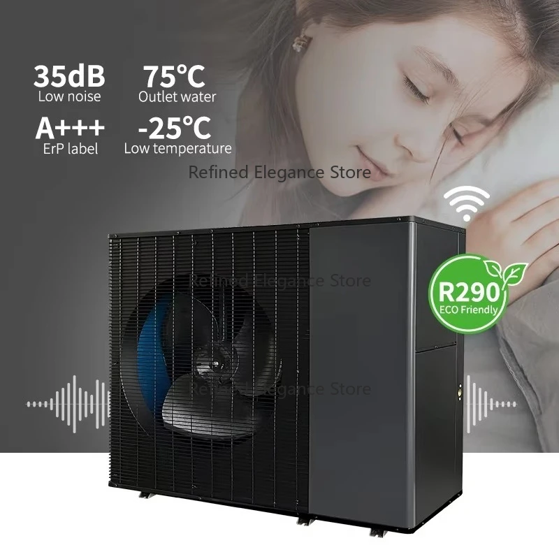 R290 35 dB rauscharme Wärmepumpe für Heiz- und Kühlräume, kommerzielle Gleichstrom-Luft-Wasser-Wärmepumpe mit variabler Frequenz, Warmwasserbereiter Image