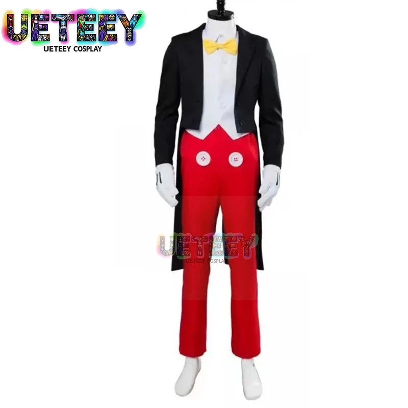UETEEY Mickey Cosplay Kostüm Erwachsene Männer Smoking Abendessen Kleidung Voller Anzug Uniform Halloween Cosplay Zauberer Anime Kleidung Image