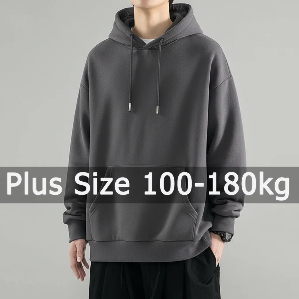 Plus Größe Männer Hoodies Schwarz Grau Sweatshirt Herbst Winter Langarm Baumwolle Pullover 5XL 6XL 7XL 90-180 kg große Größe Kleidung