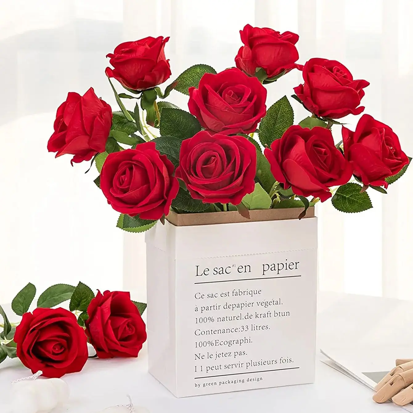 5/10 stücke Künstliche Blumen Seide Rose Hom Decor Hochzeit Brautstrauß Outdoor Garten Bogen Zubehör Valentinstag Diy Geschenk box Image