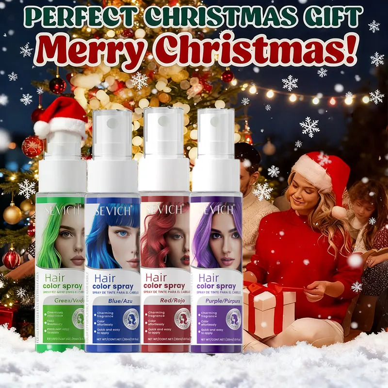 Colori per capelli natalizi Spray Spray temporaneo per capelli Spray per tinture per capelli viola verde Tinture per capelli monouso Trucco Gesso per capelli Styling