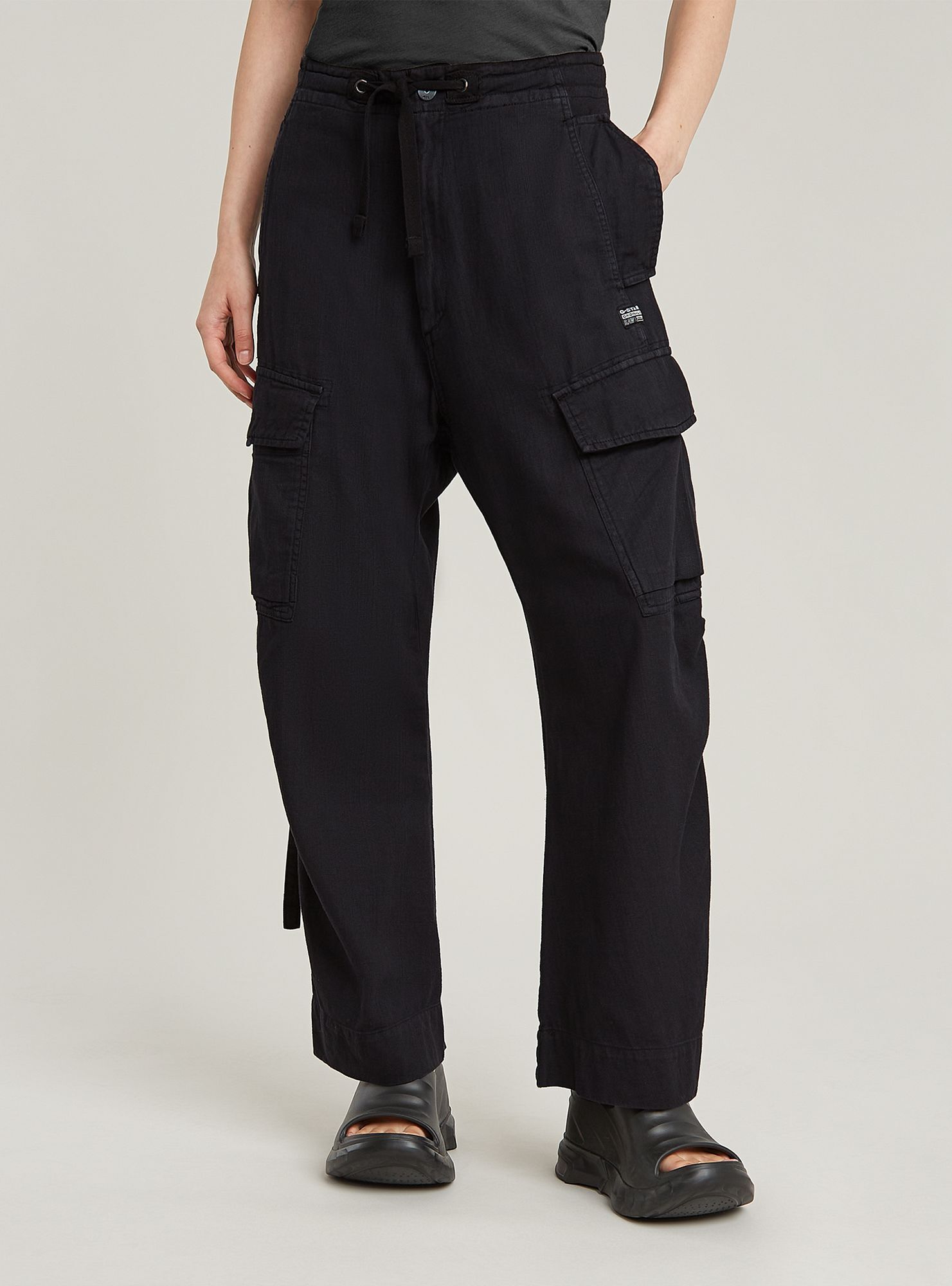 Cargohose G-STAR "Summer Snow Cargohose", Damen, Gr. 28, Länge 30, dk schwarz gd, Obermaterial: 50% Baumwolle, 50% Baumwolle, Hosen Cargohose