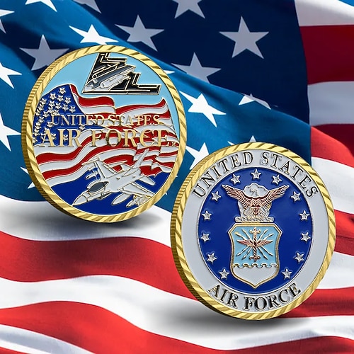 US-Luftwaffe Gedenkmünze – Vereinigte Staaten 250. Jubiläum Metall Herausforderung Münze Eisen Kunst Sammlermilitärabzeichen patriotisches Souvenirs Geschenk für Veteranen Luftfahrer Image