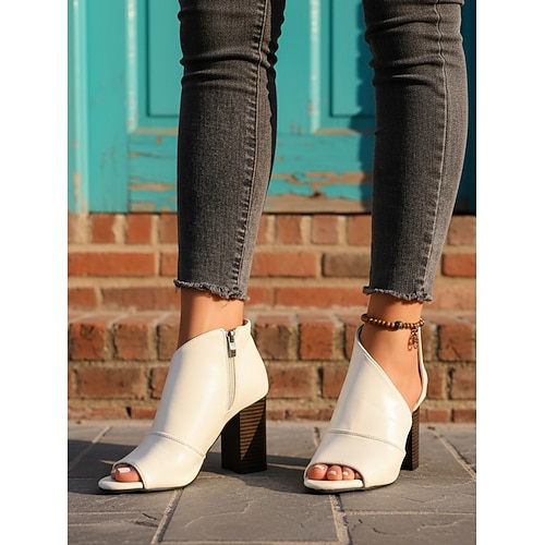 Offene Zehensandalen mit Blockabsatz aus Kunstleder für Damen – schicker, moderner Stil für Alltag, Business-Outfits und lässige Streetstyle-Looks Image